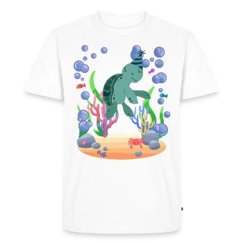 Turtle celebrates birthday party in the sea - Men's Premium Organic T-Shirt - white - Front - Nico (187cm)