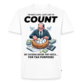 CPA Chick Counter: Humorous Tax Season Nesting Fun - Men's Premium Organic T-Shirt - white - Front - Nico (187cm)