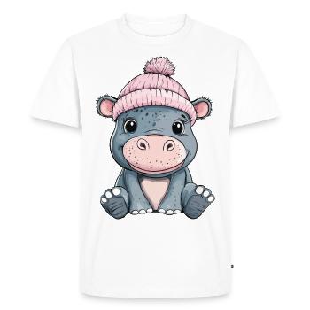 hippopotame mignon mignon bébé enfants animal dessin animé - T-shirt Premium bio Homme - blanc - Devant - Nico (187cm)