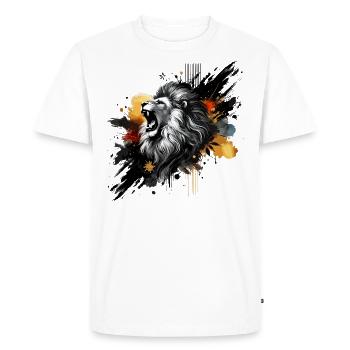 Löwe in Aquarell, bunt - Männer Premium Bio T-Shirt - Weiß - Vorne - Nico (187cm)