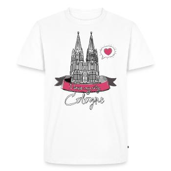 Cologne Cathédrale, Cologne,Cologne Amour, Cœur, Ville, Cologne - T-shirt Premium bio Homme - blanc - Devant - Nico (187cm)