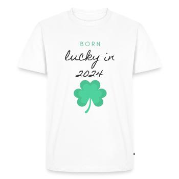 Born lucky in 2024! - Men's Premium Organic T-Shirt - white - Front - Nico (187cm)