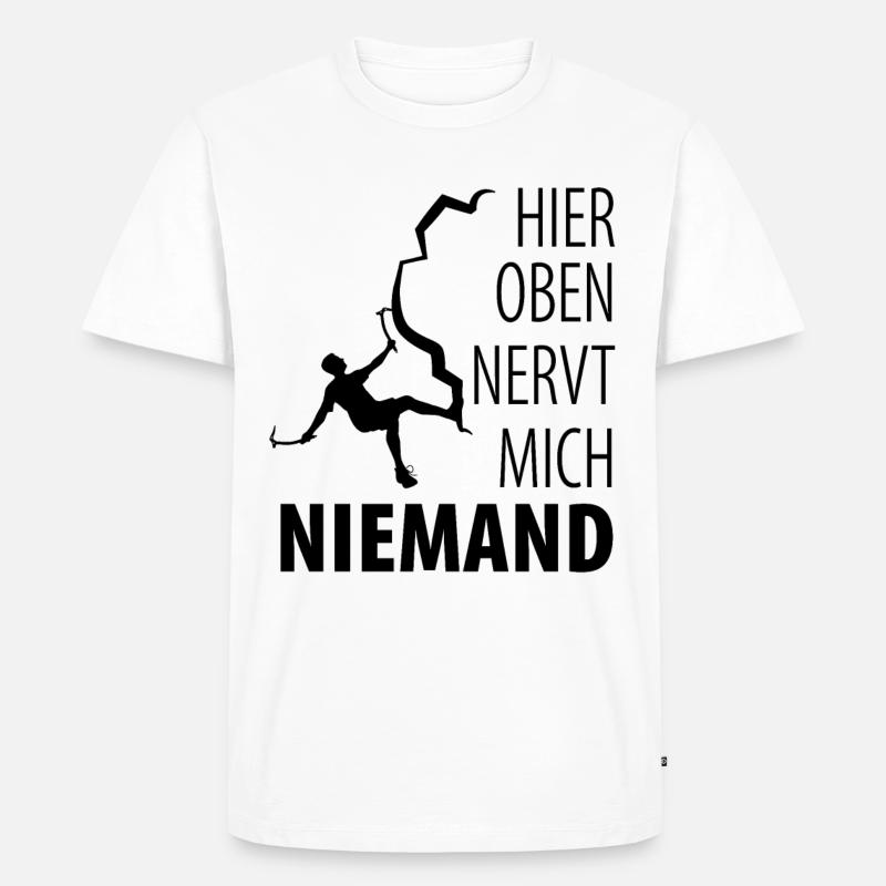 Eisklettern Eiskletterer Eispickel - Männer Premium Bio T-Shirt - Weiß