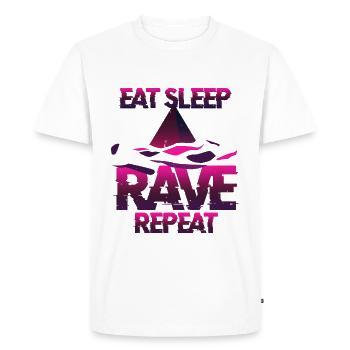 Essen schalfen und Raven Techno - Männer Premium Bio T-Shirt - Weiß - Vorne - Nico (187cm)