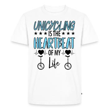 Monocycle Monocycliste Unicycliste - T-shirt Premium bio Homme - blanc - Devant - Nico (187cm)