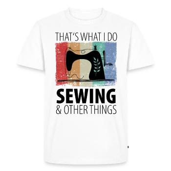 Sewing Sewing Machine - Men's Premium Organic T-Shirt - white - Front - Nico (187cm)