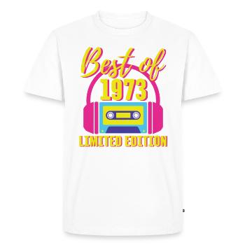 50e anniversaire Best of 1973 Cassette Bande Rétro 80s - T-shirt Premium bio Homme - blanc - Devant - Nico (187cm)