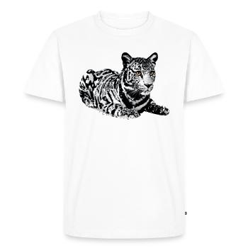 Tigre, léopard, paillettes, paillettes, noir et blanc - T-shirt Premium bio Homme - blanc - Devant - Nico (187cm)