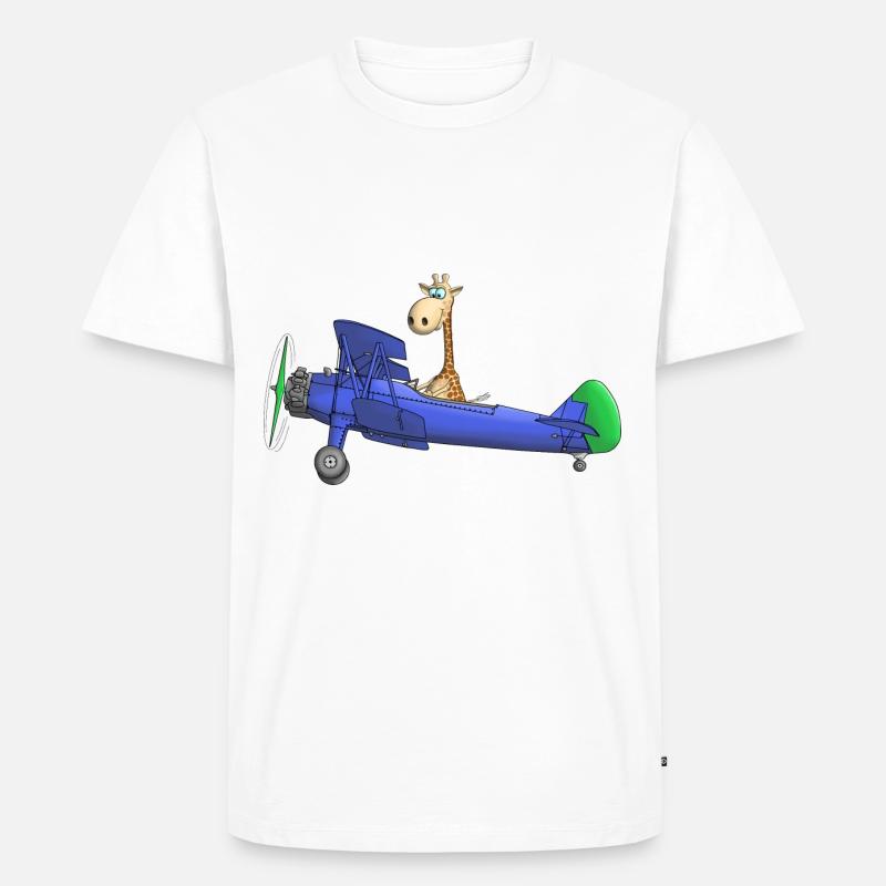 Flugzeug Comic Giraffe Kinder - Männer Premium Bio T-Shirt - Weiß