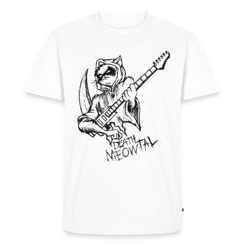 Death Metal Cat Gift Guitarist Meowtal Cat - Men's Premium Organic T-Shirt - white - Front - Nico (187cm)