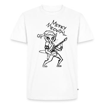 Heavy metal chat rock guitare guitariste Cat Xmas - T-shirt Premium bio Homme - blanc - Devant - Nico (187cm)