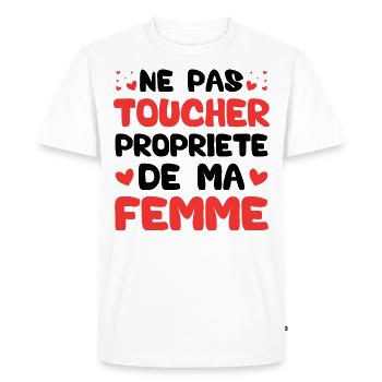 Ne pas toucher propriété de ma femme - T-shirt Premium bio Homme - blanc - Devant - Nico (187cm)
