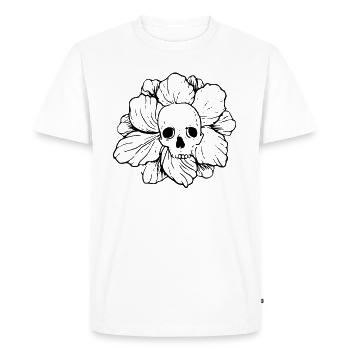 Flower Skull - Men's Premium Organic T-Shirt - white - Front - Nico (187cm)