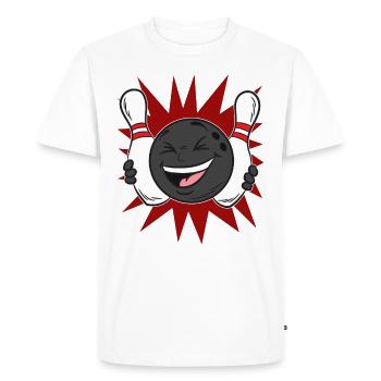 Boule de BOWLING riant avec épingles Kegel Team - T-shirt Premium bio Homme - blanc - Devant - Nico (187cm)