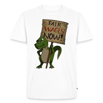 Syndicat des Dino de grève des salaires équitables - T-shirt Premium bio Homme - blanc - Devant - Nico (187cm)