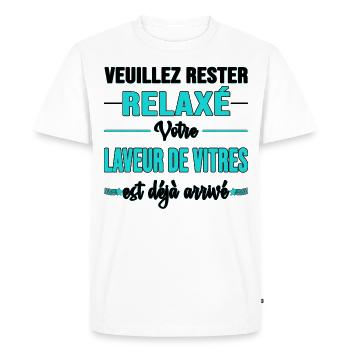 Laveur de vitres Nettoyeur de bâtiment cadeau - T-shirt Premium bio Homme - blanc - Devant - Nico (187cm)