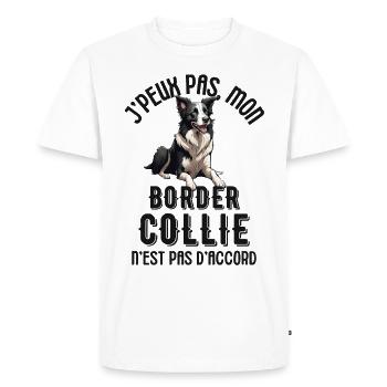Mon Border collie n est pas d accord 2 - T-shirt Premium bio Homme - blanc - Devant - Nico (187cm)