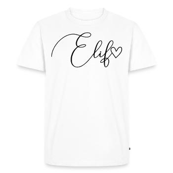Elif Nom Prénom Fille - T-shirt Premium bio Homme - blanc - Devant - Nico (187cm)