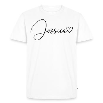 Jessica Nom de famille Prénom Fille - T-shirt Premium bio Homme - blanc - Devant - Nico (187cm)