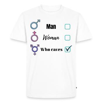 Vêtement je suis non binaire - T-shirt Premium bio Homme - blanc - Devant - Nico (187cm)