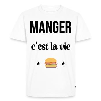 Manger c'est la vie Hamburger Humour - T-shirt Premium bio Homme - blanc - Devant - Nico (187cm)
