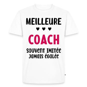 Femme Meilleure Coach Humour entraineuse Cadeau - T-shirt Premium bio Homme - blanc - Devant - Nico (187cm)