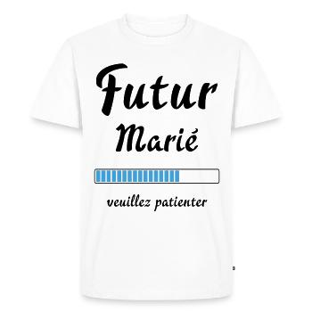 Futur marié veuillez patienter Humour mariage - T-shirt Premium bio Homme - blanc - Devant - Nico (187cm)