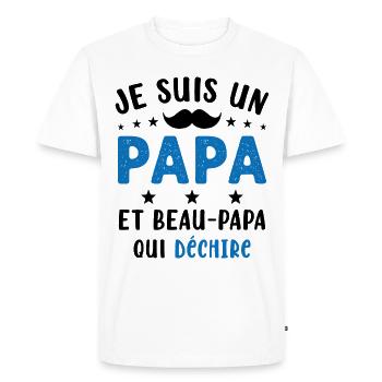je suis un Papa et un Beau-Papa qui déchire - T-shirt Premium bio Homme - blanc - Devant - Nico (187cm)