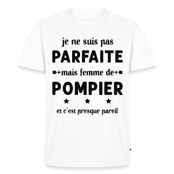 pas parfaite mais femme de pompier - T-shirt Premium bio Homme - blanc - Devant - Nico (187cm)