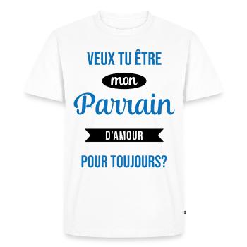 Veux Tu Être Mon Parrain d'amour pour toujours - T-shirt Premium bio Homme - blanc - Devant - Nico (187cm)