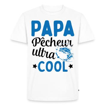 Cadeau Papa pêcheur cadeau fête des pères - T-shirt Premium bio Homme - blanc - Devant - Nico (187cm)