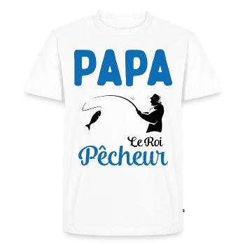 Cadeau Papa Pêcheur Roi de Pêche - T-shirt Premium bio Homme - blanc - Devant - Nico (187cm)