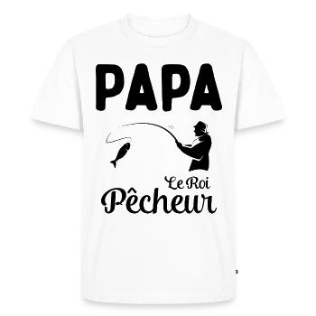 Cadeau Papa Pêcheur Roi de Pêche - T-shirt Premium bio Homme - blanc - Devant - Nico (187cm)