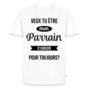 Veux Tu Être Mon Parrain d'amour pour toujours - T-shirt Premium bio Homme - blanc - Devant - Nico (187cm)