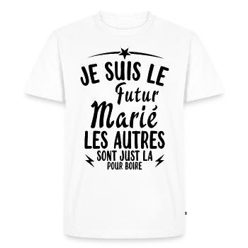 Cadeau de célibataire pour un futur marié - T-shirt Premium bio Homme - blanc - Devant - Nico (187cm)