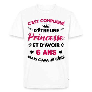 Je Suis Une Princesse Et J'ai 6 Ans Cadeau Humour - T-shirt Premium bio Homme - blanc - Devant - Nico (187cm)