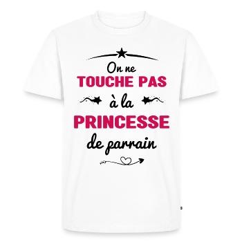 On ne touche pas à la princesse de parrain - T-shirt Premium bio Homme - blanc - Devant - Nico (187cm)