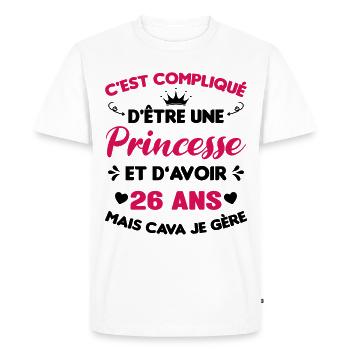 Princesse 26 Ans Anniversaire Idée Cadeau Pink Âge - T-shirt Premium bio Homme - blanc - Devant - Nico (187cm)