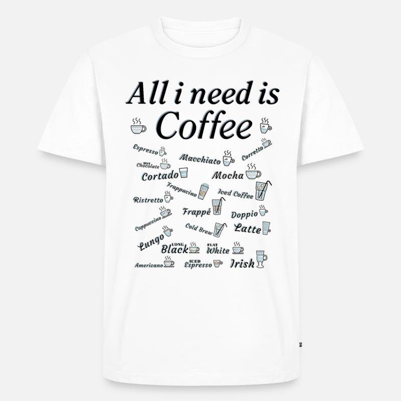 Kaffee Sammlung Kaffeetrinker Kaffeeliebhaber - Männer Premium Bio T-Shirt - Weiß