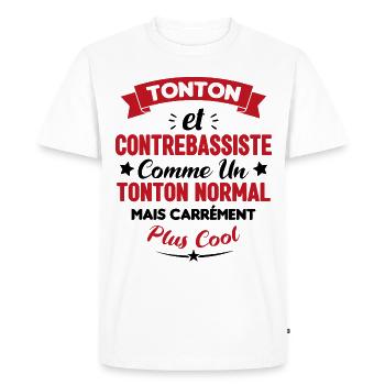Tonton et Contrebassiste comme un tonton normal - T-shirt Premium bio Homme - blanc - Devant - Nico (187cm)