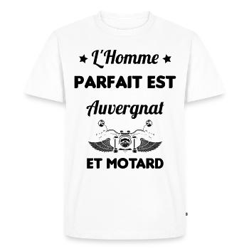 L'Homme Parfait Est Auvergnat Motard - T-shirt Premium bio Homme - blanc - Devant - Nico (187cm)