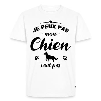je peux pas mon chien veut pas - T-shirt Premium bio Homme - blanc - Devant - Nico (187cm)