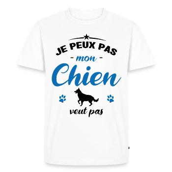je peux pas mon chien veut pas - T-shirt Premium bio Homme - blanc - Devant - Nico (187cm)