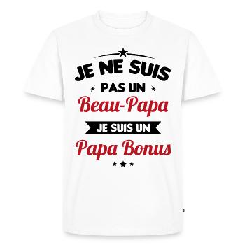 Je ne suis pas un beau-papa je suis un papa bonus - T-shirt Premium bio Homme - blanc - Devant - Nico (187cm)