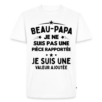 Beau Papa Je suis une Valeur Ajoutée - T-shirt Premium bio Homme - blanc - Devant - Nico (187cm)