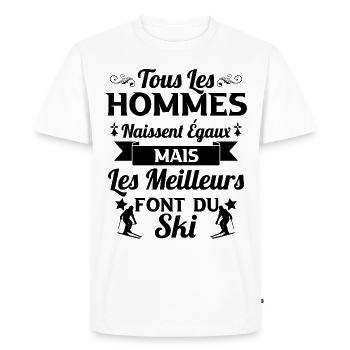 Ski - Hommes naissent égaux meilleurs font du ski - T-shirt Premium bio Homme - blanc - Devant - Nico (187cm)