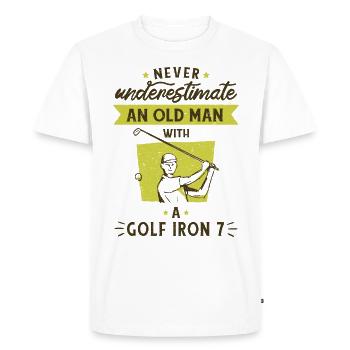 Golf game Golfer Golf ball funny sayings - Men's Premium Organic T-Shirt - white - Front - Nico (187cm)