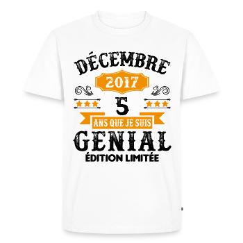 5 Ans Anniversaire Vintage En Décembre 2017 - T-shirt Premium bio Homme - blanc - Devant - Nico (187cm)