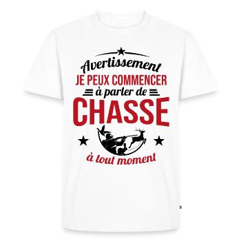 Parler De Chasse à Tout Moment Cadeau Chasseur - T-shirt Premium bio Homme - blanc - Devant - Nico (187cm)