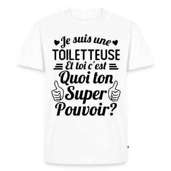 Je suis une Toiletteuse c'est mon super pouvoir - T-shirt Premium bio Homme - blanc - Devant - Nico (187cm)